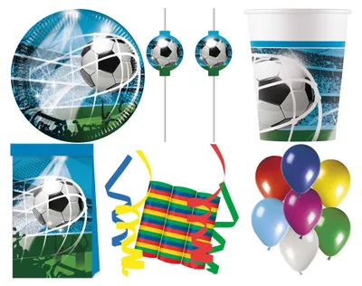 Produktbild von 158-tlg. Set Kindergeburtstag Party Feier Fete Deko Motto Fußball Fan