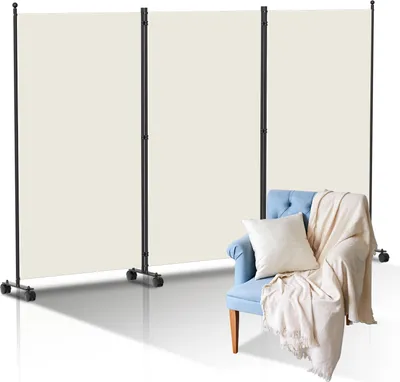 Produktbild von Yakimz Paravent mit Rollen Faltbarer Raumteiler Outdoor Trennwand Garten Sichtschutz Raumtrenner 3 teilig Beige 263x181 cm
