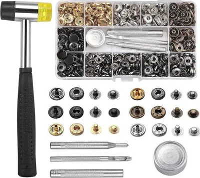 Produktbild von Famanu Druckknöpfe 150 Sets in 6 Farben - Metallknöpfe mit Befestigungswerkzeug