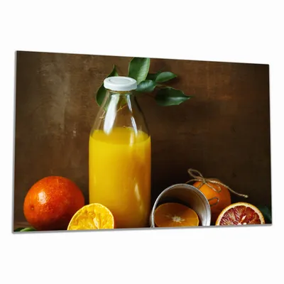 Produktbild von Wallario Herdabdeckplatte aus Glas, Größe 80 x 52 cm 1-teilig, Motiv Frisch gepresster Orangensaft