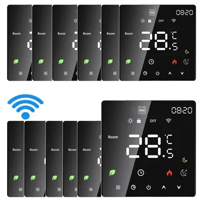 Zdjęcie produktu dla 12X Inteligentny termostat WiFi, głosowy, aplikacja Tuya, programowalna regulacja temperatury, stopień ochrony IP20, tryb automatyczny/ręczny, cyfrowy termostat do wodnego ogrzewania podłogowego 3 A