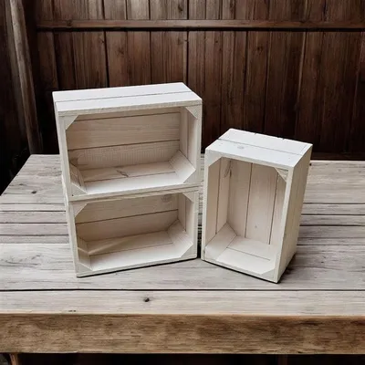 Obrázek produktu pro Dřevěná bedna Dekorativní bedna Box 30x20x15 cm SET 3 ks bílý