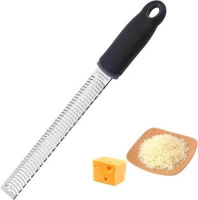 Productafbeelding van Keukenrasper - Keukenaccessoire - Rasp - RVS-rasper - Rasp met ronde kop - Rasp voor de keuken - Zwarte rasp - Keukenrasp met RVS-handvat