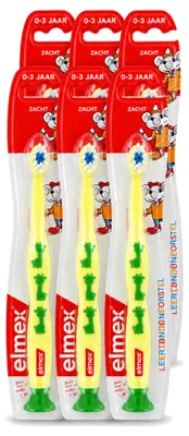 Productafbeelding van 6 x Elmex Kinder-Lernzahnborsel, zacht voor kinderen van 0-3 jaar - voordelingsverpakking - 6 stuks