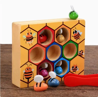 Produktbild von Montessori Bienen-Spiel aus Holz – 3D-Puzzle für Kinder