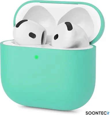 Obrázek produktu pro Pouzdro SOONTEC pro AirPods 4. generace Silikonový ochranný kryt Pouzdro na sluchátka Slim Cover v mátově zelené barvě