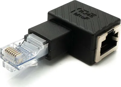 Produktbild von LAN Adapter RJ45 Stecker zu Buchse Winkel Ethernetadapter Kabel in Schwarz