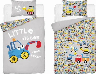 Produktbild von Bettwäsche, Kinderbettwäsche, 100% Baumwolle 100x135 3956b Bagger