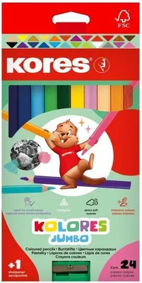 Produktbild von Kores JUMBO dreieckige Buntstifte - 24 Farben