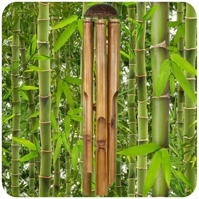 Produktbild von Windspiel Klang-Spiel Bambus Deko Mobile Klangröhren Entspannung Garten Türglocke Feng Shui 80 cm