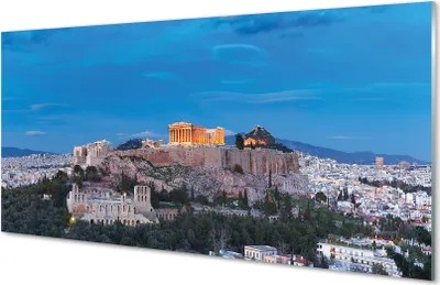 Produktbild von Glasbilder 120x60 Wandkunst Griechenland Panorama von Athen