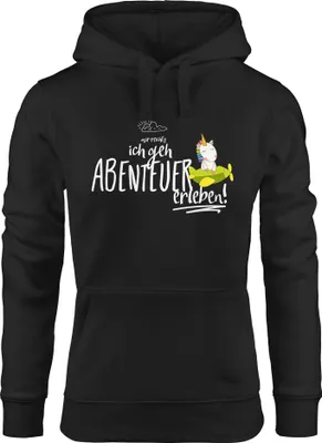 Produktbild von Damen Hoodie Einhorn Mir reichts ich geh Abenteuer erleben Spruch Unicorn Moonworks® schwarz M