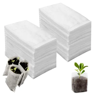 Produktbild von 600 Stück Pflanzbeutel 10 x 12 cm aus biologisch abbaubarem Vliesstoff für die Anzucht von Gemüse, Blumen und Obst