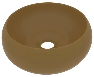 Obrázek produktu pro vidaXL umyvadlo kulaté matné krémové 40x15 cm Keramika