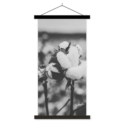 Produktbild von MuchoWow® Textilposter Baumwolle - Pflanzen - Schwarz - Weiß 60x120 cm mit schwarzem Rahmen - Magnete
