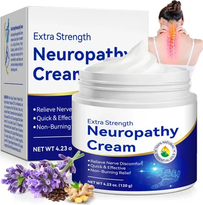 Productafbeelding van Crème ter verlichting van neuropathie voor voeten, benen, handen, tenen, met natuurlijke kurkuma, gember, spier- en gewrichtsklachten