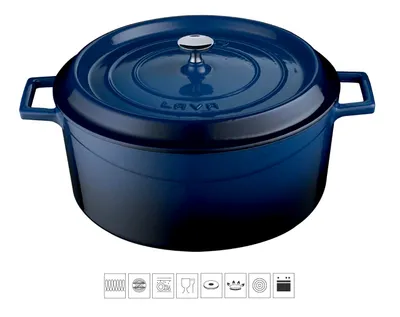 Zdjęcie produktu dla LAVA METAL Garnek żeliwny okrągły 24cm - niebieski