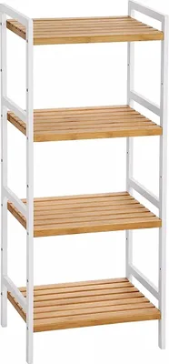 Immagine prodotto di In And OutdoorMatch Bamboo Shelf Elyse - Libreria - Scaffale in piedi - 5 ripiani - 45 x 31,5 x 142 cm - Bagno - Cucina - Soggiorno - Bianco naturale