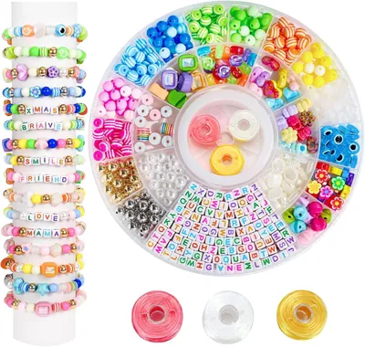 Produktbild von Perlenset 500 Stück, bunte Perlen, Buchstabenperlen, für Kindergeburtstage
