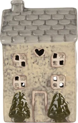 Image de Clayre & Eef Bougeoir Maison 9x8x15 cm Beige Céramique