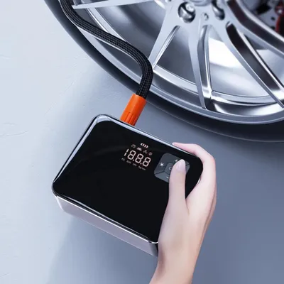 Imagen del producto de Compresor de aire portátil con pantalla LCD inteligente, inflador de neumáticos para uso doméstico, inalámbrico y eléctrico