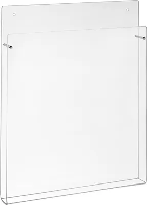 Produktbild von DIN A4 Wandprospekthalter mit kleiner Fülltiefe im Hochformat aus Acrylglas / Wandmontage / Bohrlöcher / Acryl
