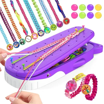 Produktbild von Freundschaftsarmband-Bastelset für Mädchen 6-12 Jahre | DIY Schmuckset für 16 Armbänder mit Wal-Aufbewahrungsbox