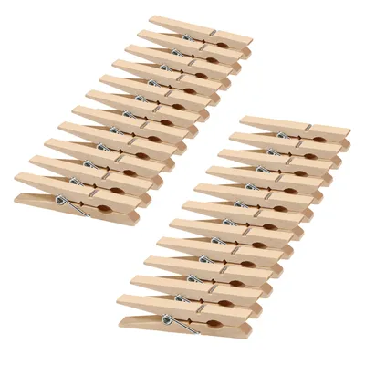 Produktbild von VonBueren 24 x Wäscheklammern Holz groß | 7 cm | Holzwäscheklammern | Klammern für Adventskalender oder Holzklammern zum Basteln