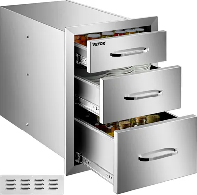 Produktbild von VEVOR 3 BBQ Schubladen Schubfächer 36X51cm Schubkasten Grill Gas Edelstahl