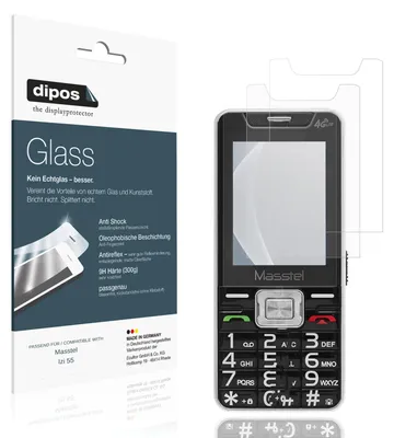 Produktbild von 2x Schutzfolie für Masstel Izi 55 matt - Anti-Shock 9H Folie dipos Glass Kunststoffglas