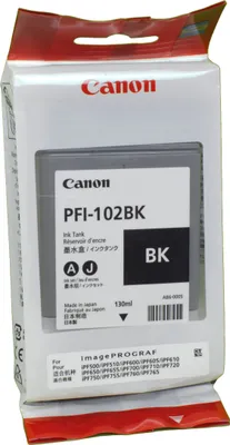 Produktbild von Canon PFI-102BK, Schwarz, Tinte auf Pigmentbasis, 130 ml