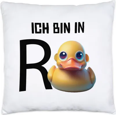 Produktbild von Ich bin in Rente Kissen Inkl. Füllung Rentner Rentnerin Geschenk Ruhestand Quietscheente Wortwitz