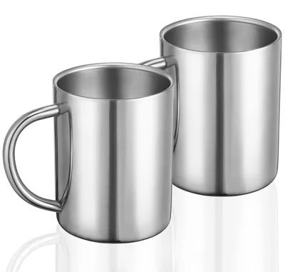 2er Set 400 ml doppelwandige Edelstahl-Kaffeetasse