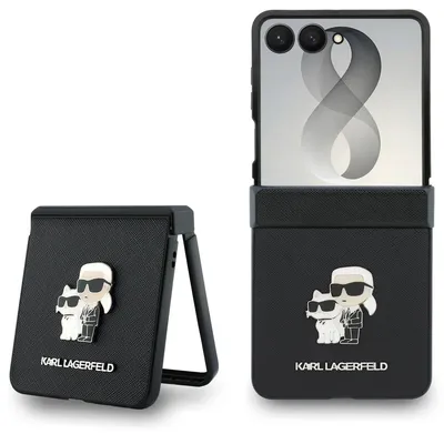 Obrázok produktu pre Karl LagerfeldPolyuretánSaffiano Karl and Choupette kryt pre Samsung Galaxy Z Flip 8, čierny (57983131996)