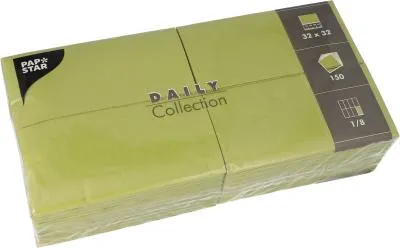 Immagine prodotto di 900 tovaglioli Papstar DAILY Collection piegati 1/8 32 cm x 32 cm verde oliva 37352