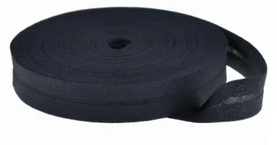 Schrägband Baumwolle Breite 14mm gefalzt nachtblau