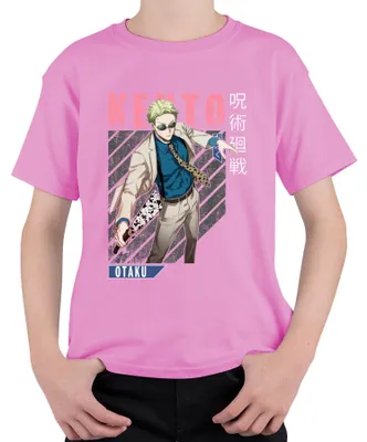 Productafbeelding van Jujutsu Kaisen Keito, anime-esthetiek, cadeau voor otaku's, pak, bril, uni, kinder T-shirt, roze, maat 152