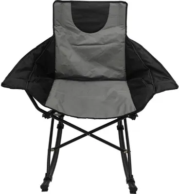 A folding camping chair is shown from the front.