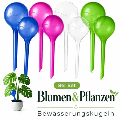 Produktbild von 8 Bewässerungskugeln Set Topfpflanzen Gießkugeln Bewässerung Wasserspender bunt