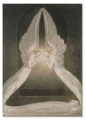 Zdjęcie produktu dla PLAKAT – 42 x 59 cm (A2) – William Blake – Chrystus w grobie, strzeżony przez aniołów (1805), akwarela Williama Blake'a – dekoracja ścienna do salonu, sypialni i przedpokoju, nowoczesny plakat, bez ramy