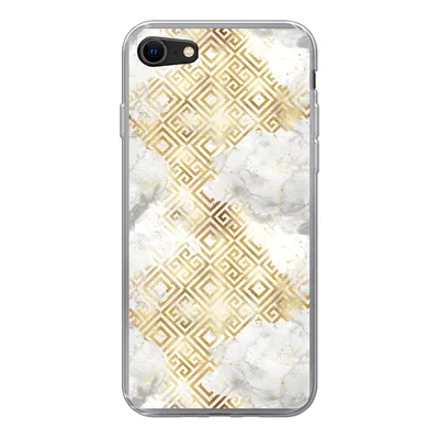 Produktbild von MuchoWow® Handyhülle Schutzhülle Hülle für iPhone 8 Gold - Marmor - Muster - Geometrie Silikon Softcase Handy Hülle - Schutzhaube