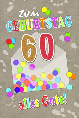 Produktbild von 60. Geburtstag Karte mit Briefumschlag Konfetti, Briefumschlag