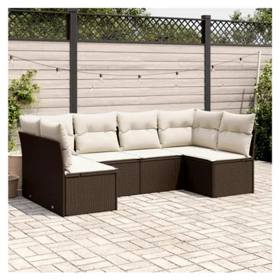 Produktbild von 6-teiliges Gartensofa-Set mit braunen Kissen aus Polyrattan