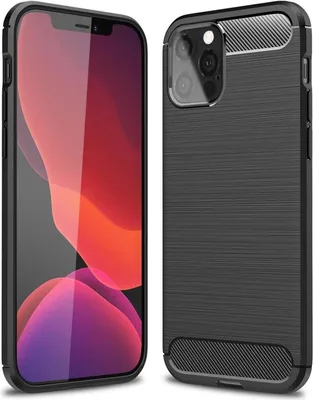 Produktbild von Conie Silikon Schutzhülle für iPhone 12 / 12 Pro Tasche Case Cover Bumper TPU Carbon Look Hülle in Schwarz