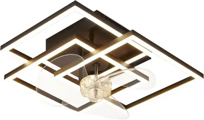 Produktbild von ZMH Deckenventilator LED Beleuchtung 6 Gang 37CM Deckenventilatoren Licht Dimmbar Deckenlampe Fernbedienung Timer für Wohnzimmer Esszimmer Schwarz