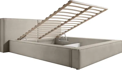 Produktbild von FEDVE Polsterbett Doppelbett Lopra Bett Bettkasten 160x200 cm Hellbeige (Magic Velvet 2201)