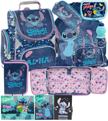 Produktbild von 10tlg Lilo und stitch Schulranzen set Rucksack Federtasche Sportbeutel Trinkflasche Brotdose schultasche Tornister fur madchen