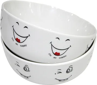 Produktbild von 6er Müslischalen Keramik mit Smiley-Gesicht Dessertschale Snackschale Schüssel