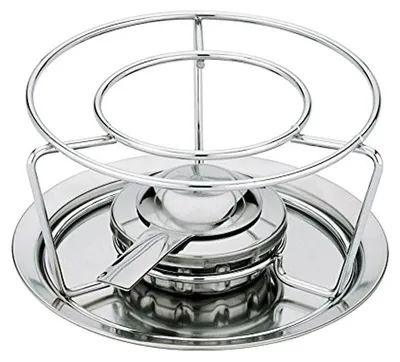 Fondue-Rechaud aus Edelstahl, poliert, inkl. Pastabrenner, 14,4x27,2x29 cm