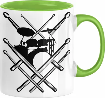 Produktbild von Drummer Schlagzeug-Spieler Geschenk Tasse Geschenkidee Kaffee-Becher Schlagzeuger Schlagzeug Stick (Grün)